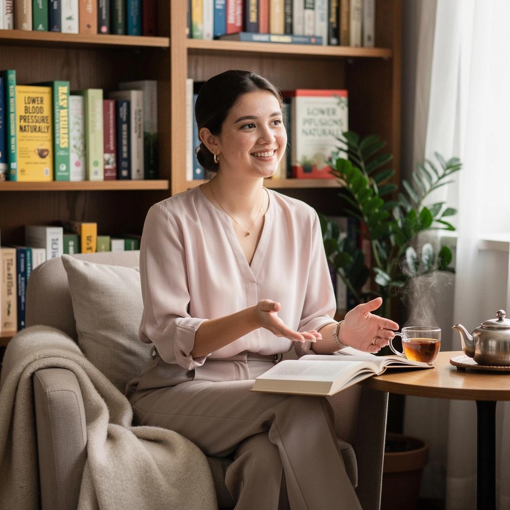 Színes teafőző eszközök és hozzávalók, amelyek segítik a vérnyomás szabályozását.